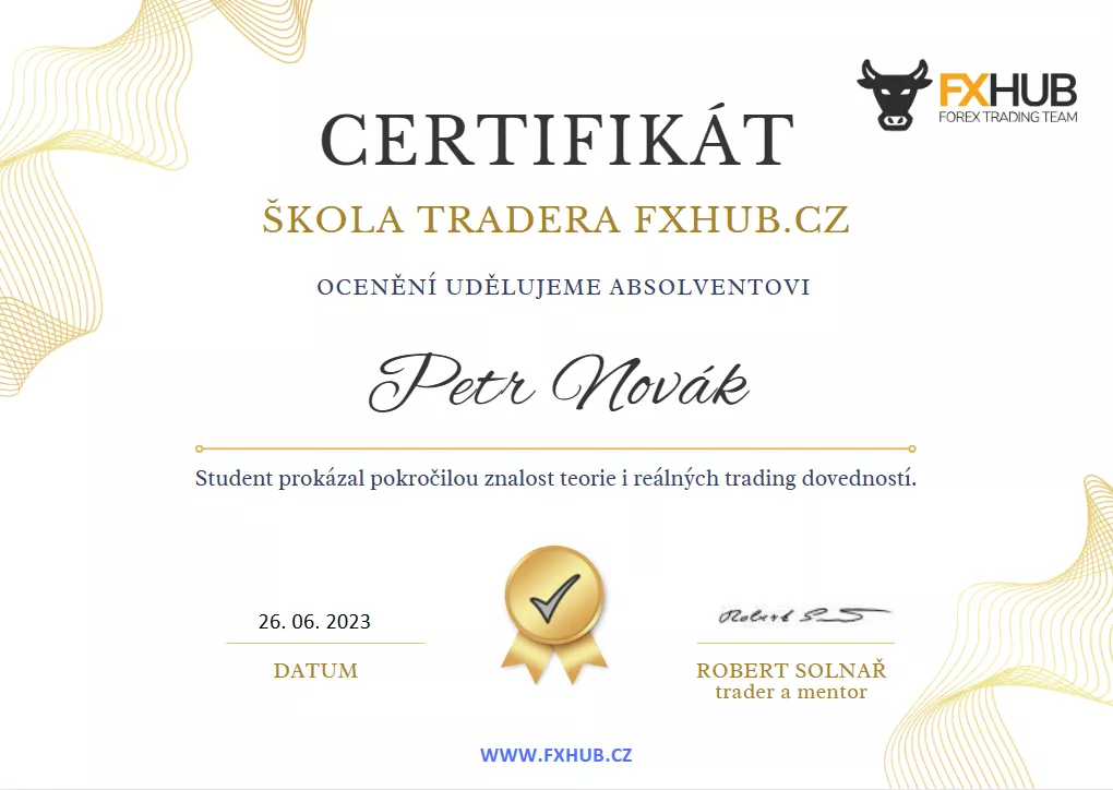 Certifikát absolventa online kurzu "Škola tradera"